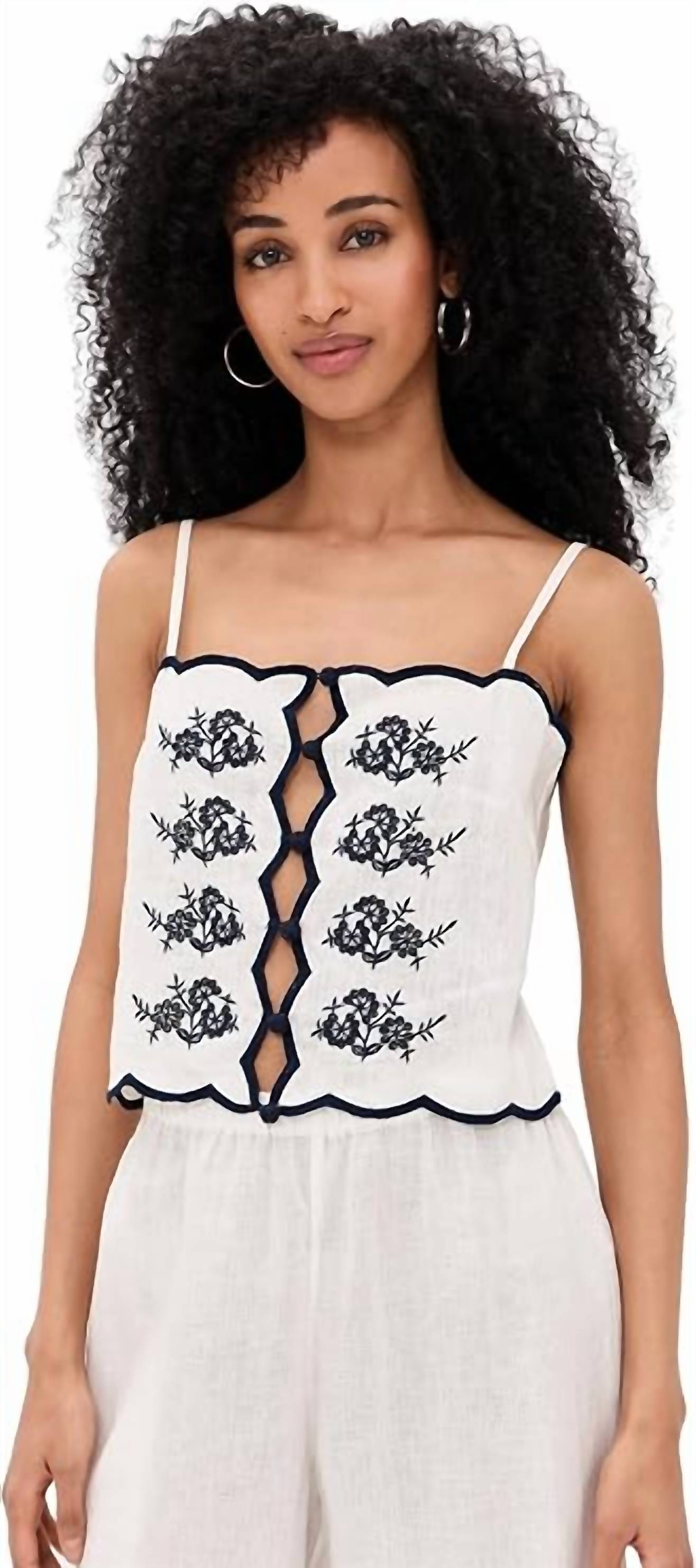 New Cami Nyc Nazare Linen Cami Top In Macadamia